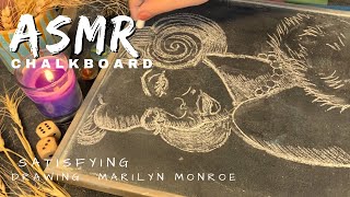 ASMR chalkboard drawing marilyn monroe portrate chalkboard soundrelaxing no talking video [upl. by Harwill]