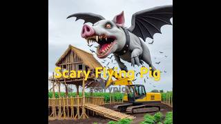 Scary Flying Pig Damages Little Hut At Blackberry With excavator monsterpig shorts 892 [upl. by Elonore]