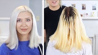 ICY WHITE PLATINUM BLONDE  DIY Hair Tutorial [upl. by Casilde]