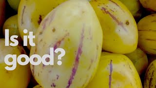 Is pepino melon good Exotic fruit taste test fruit fruits food [upl. by Cod]