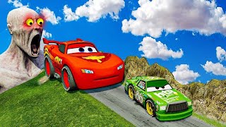 TRANSPORTING PIXAR CARS amp FRUITS WITH COLORED amp JOHN DEERE vs CLAAS vs TRACTORS  BeamNGdrive 962 [upl. by Aurie]