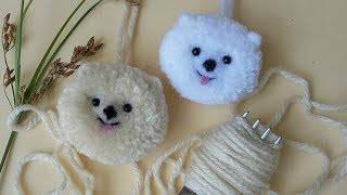 ทำตุ๊กตาน้องหมาปอมปอม  How to make Yarn PomPoms dog [upl. by Trudy492]