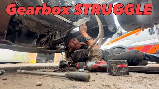 How to struggle removing gearbox on a merc ATEGO [upl. by Fabozzi381]