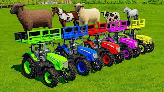 TRANSPORTING COWS SHEEPS HORSES BULLS GOATS amp TRACTORS WITH MAN TRUCKS  Farming Simulator 22 [upl. by Nilesoy14]