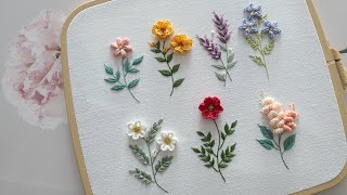 프랑스자수  7가지 입체꽃자수 7 3D Flower Embroidery [upl. by Beera]