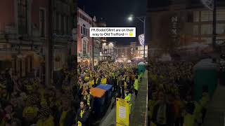 FK BodøGlimt fans have TAKEN OVER Manchester 🟡⚫️ manutd manchesterunited mufc europaleague [upl. by Airotnahs]