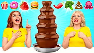 Chocolate Fountain Fondue Challenge  Funny Food Situations by Multi DO Challenge [upl. by Brunn]