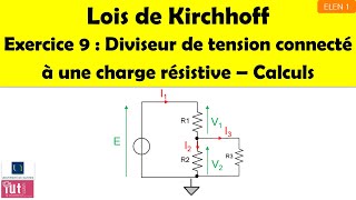 Lois de Kirchhoff  Exercice 9  Diviseur de tension connecté à une charge résistive [upl. by Eelaras58]