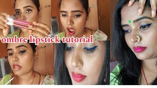 Ombre lipstick tutorial kese lgae Wine 🍷 and pink 💗 color Lipstick 💄 [upl. by Hplodnar106]