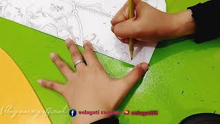 tahap awal bordir membuat sketsa art machineembroidery embroiderydesigns [upl. by Ellehcim]