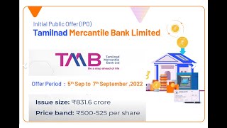 Discussing Tamilnad Mercantile Bank limited IPO  TMB IPO Booking Procedures  TMB Growth of 100Yrs [upl. by Rein]