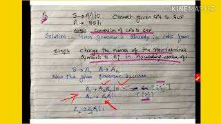 Conversion of CFG to GNF  lecture89toc [upl. by Ike]