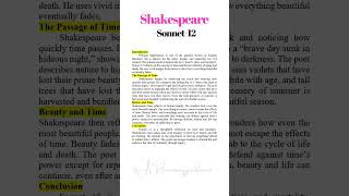 Shakespeare Sonnet12 Instant Essay for Exam success drrajalakshmialagumalaisimple summaryviral [upl. by Burlie]