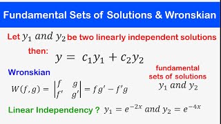 🔵19  Fundamental Sets of Solution and Wronskian Principle of Superposition of Differential Equs [upl. by Furiya]