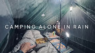 SOLO CAMPING IN RAIN WITH TINY WARM TENT [upl. by Moser]