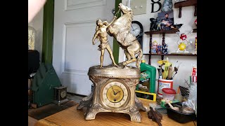 Man amp his Horse Clock Made in France [upl. by Aronle]