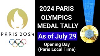 MEDAL TALLY UPDATE  As of July 29 opening day Paris Olympics 2024 [upl. by Allenad]