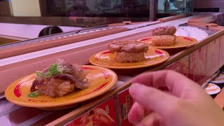 Meat Sushi at Conveyor Belt Sushi SUSHIRO in Japan [upl. by Nazler404]