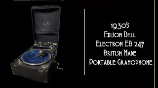 1930s Edison Bell Electron Portable Gramophone A Great Sounding Phonograph  Electrotone Sound Box [upl. by Mulac]