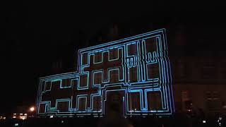 Bielefeld Nachtansichten Beamer Light Show Ratsgymnasium Kunsthallenpark April 2018 [upl. by Tellford953]