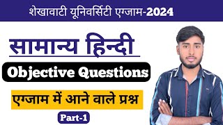 सामान्य हिन्दीShekhawati University ba 1st year general Hindi objective question2024 [upl. by Rycca11]