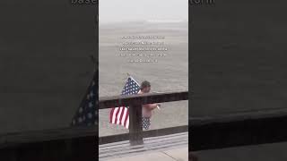 Man Dons Star Spangled Shorts Waves US Flag as Milton Rolls in [upl. by Artenal145]