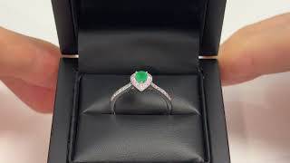 LFRD418WE Emerald amp Diamond Pear Shape Ring 9k White Gold [upl. by Adivad]