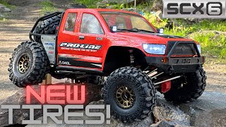 Axial SCX6 Rock Crawling on Proline Dual Stage Foams and Super Swampers [upl. by Nyllij]