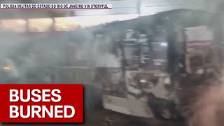 Gang members burn 35 buses in Brazil [upl. by Klump]