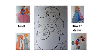 How to draw a Ariel in color DIY Teach children to draw For kids and parents [upl. by Jesus]