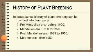 Lecture 2  History of plant breeding [upl. by Ellennoj95]