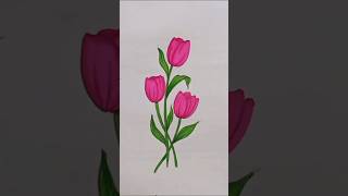 Easy flower drawing drawing flowerdrawing art tulipdrawing [upl. by Acirretal]