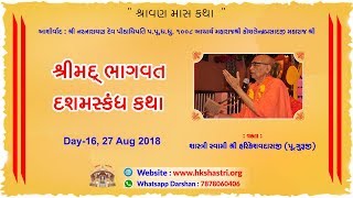 Shraavanmaas Katha  Shrimad Bhagwat Dashamskandh  Day 16  HK Shastri  27 Aug 2018 [upl. by Bertilla155]