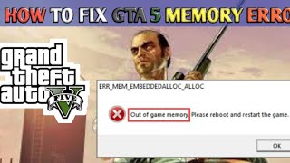 How to fix Gta 5 memory error 100 💯 working [upl. by Eidnew]