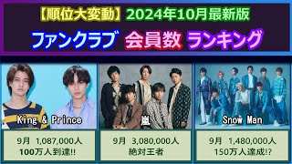 ジャニーズファンクラブ会員数ランキング 【2024年10月最新版】 [upl. by Sharai]