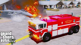 New Air Force Rescue Firefighting Truck Responding In GTA 5 Firefighter Mod [upl. by Erlin11]