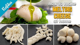 Making CHEESE with milk and just vinegar🧀 in 15 Minutes  Mozzarella Burrata melting cheese 🫕 [upl. by Adnawot]