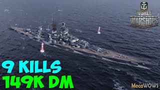 World of WarShips  Gneisenau  9 KILLS  149K Damage  Replay Gameplay 1080p 60 fps [upl. by Arelus]