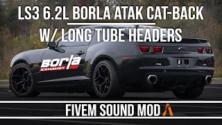 FiveM Sound Mod  Camaro SS 2012 V8 62L LS3 Borla Atak CatBack and Long Tube Headers [upl. by Nannarb609]