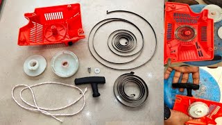 Recoil Starter Repairing ChainSaw  Starter Spring installation  How To Repair ChainSaw Starter [upl. by Gniy527]