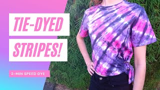 TieDyed Stripes Pink and purple cropped tshirt speed dye [upl. by Gierk]