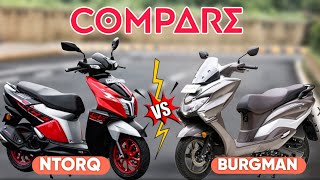 Scooter Showdown Suzuki Burgman vs TVS Ntorq [upl. by Aihsatan]