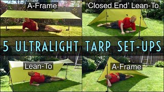 5 of the Best Ultralight Tarp Shelter SetUps using 2 Trekking Poles  Wild Camping [upl. by Haet]