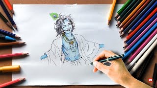 How to draw Krishna  Very Easy Krishna Drawing for beginners  krishna drawing tutorial  krishna [upl. by Alleuqram79]