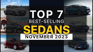 Top 7 Best Selling Sedans In November 2023  Dzire Xcent  Aura Amaze Verna City [upl. by Eisler]