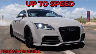 Forza Horizon 5  Forzathon Guide  Up To Speed  2010 Audi TT RS  Ultimate Burnout Skill Guide [upl. by Orvan]