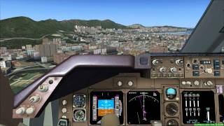 FSX PMDG 747 Landing  Hong Kong Kai Tak  香港 啟德 VHHX Cockpit view 1080p [upl. by Enneillij]