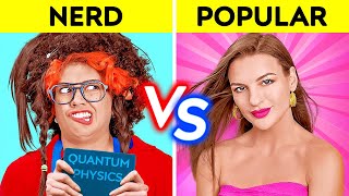 POPULAR VS NERD STUDENT FOR 24 HOURS How To Become Popular At School Comedy by 123 GO CHALLENGE [upl. by Ereynihc]