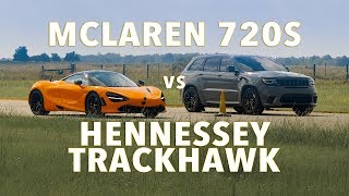 720S vs 1200 HP Jeep Trackhawk DRAG RACE [upl. by Gathers299]