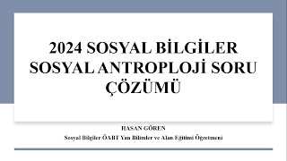 SOSYAL ANTROPOLOJİ ANALİZ DENEMESİ [upl. by Karia]